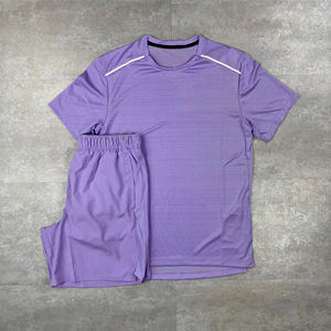 Ensemble T-shirt blanc à manches courtes et short noir pour homme, col rond, séchage rapide, sportif, été, entraînement, vêtements de sport - Product Image 5
