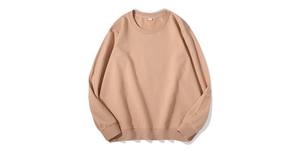 Suéter de Punto para Mujer, Cuello Redondo, Manga Larga, Color Beige Sólido, para Otoño, 100% Algodón, Corte Regular, Transpirable - Product Image 2