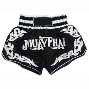 Shorts de Muay Thai taille haute noir et blanc pour homme, imprimés, pour la boxe thaï et le MMA, vente en gros - Product Image 1
