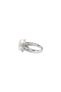 Pearl and <b>Cz</b> <b>Ring</b> in 92.5 Sterling Silver KLSR-11881 - Product Image 6