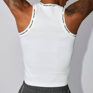 Custom Logo Streetwear O-Neck Slim Fit Sleeveless T Shirt Men Ribbed Tight Muscle <b>Singlet</b> <b>Running</b> Gym Tank Top - Product Image 2