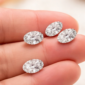 Diamantes Sueltos Melea de Corte Ovalado Cultivados en Laboratorio, Rellenos con HPHT, Color F, Sutariya Brothers, 4x6mm, para Joyería - Product Image 3