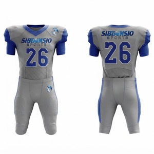 Uniforme de Fútbol Americano Profesional Gris Azul, Uniforme Personalizado de Dos Tonos con Impresión por Transferencia de Calor - Product Image 6