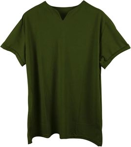 Camisa de Hombre de Lujo con Cuello en V, Tejido Orgánico, Sostenible, Suave, Transpirable, Manga Corta, Estilo Urbano, Ropa Lisa de Fábrica - Product Image 1