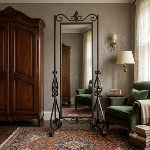 Miroir mural LED moderne haut de gamme avec cadre en fer forgé et design ovale fait main pour la décoration du couloir - Product Image 4