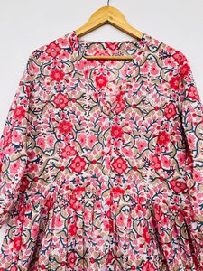 เสื้อแมกซี่แบบสวมหัวแบบลำลองสำหรับผู้หญิงเสื้อสวมหัวผ้าคอตตอนมีเข็มขัดแต่งระบายแบบลำลองฤดูร้อน - Product Image 2