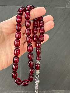 Cuentas de oración islámicas de resina, misbaha, rosario musulmán, tasbih hecho a mano, cuentas de oración de resina, cuentas de oración de resina roja hechas a mano, tasbih. - Product Image 6