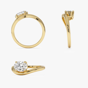 Anillo de Compromiso de Diamantes de Corte Brillante Redondo en Oro Amarillo para Mujer, Estilo Clásico, Joyería de Diamantes Naturales - Product Image 4