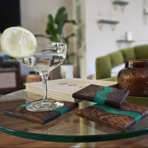 Handcrafted Wood Resin Coasters Epoxy Resin Coasters Stylish Drink <b>Cup</b> <b>Mat</b> Kung Fu Tea <b>Cup</b> Coasters Kitchen Gadgets Home - Product Image 1