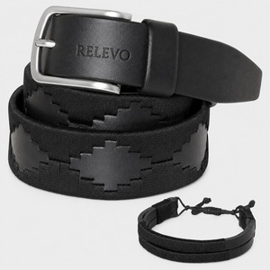 Cinturón Casual Trenzado Negro de Alta Calidad con Patrón Geométrico y Hebilla Plateada, Accesorio de Moda Masculino Duradero - Product Image 1