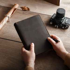 Eco Friendly Genuine <b>Leather</b> Luxury <b>A5</b> <b>Notebook</b> <b>Cover</b> Case with Smell Proof Protection Refillable for Office & Travel LNBC-0063 - Product Image 1