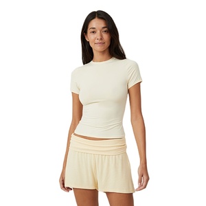 Conception OEM, vêtements de sport pour femmes de haute qualité, écologiques, à séchage rapide, respirants, légers, unis, pour l'été, design sportif, 100% coton - Product Image 1