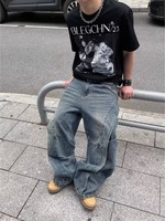 Jean en denim gothique ample et respirant pour homme, style créateur de luxe, imperméable, haute qualité, OEM, collection printemps