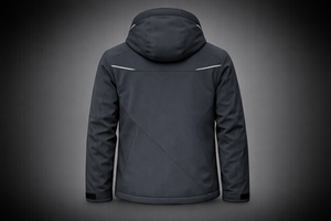 Veste Softshell Minimaliste à Capuche, Fermeture Éclair Asymétrique, Résistante à l'Eau, Coupe-Vent, Vêtement d'Extérieur Moderne - Product Image 4