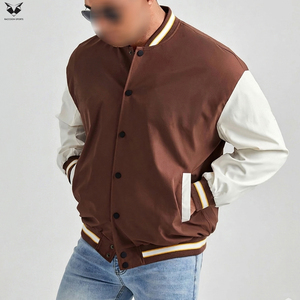 ซัพพลายเออร์ที่ดี บริการ OEM ODM เสื้อแจ็คเก็ตวาร์ซิตี้สีน้ำตาลสำหรับผู้ชาย แขนเสื้อสีขาว ติดกระดุมด้านหน้า เสื้อคลุมลำลองสำหรับฤดูใบไม้ร่วง - Product Image 2