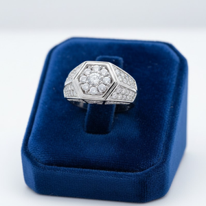 Diamond Hexagon Band <b>Ring</b> Mens Hip Hop Lab Grown Pave <b>Iced</b> Out 925 Sterling Silver 14K Gold Plated Luxury Statement Jewelry - Product Image 4