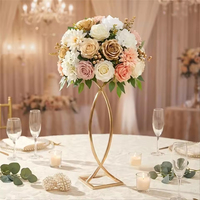 LANJO Centre de table de mariage professionnel de luxe en métal doré, décorations de table, vases, 80 cm de haut, support élégant pour arrangement floral