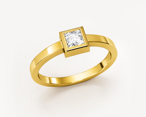 Bague de fiançailles en or jaune massif 9 carats avec diamant taille princesse, bague solitaire classique en or jaune pour femme - Product Image 1