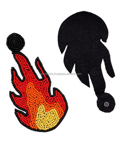 Pendientes de cuentas bohemios hechos a mano con forma de llama bordado declaración diseño colgante patrón de flores gota India regalo Bohemia imitación - Product Image 3