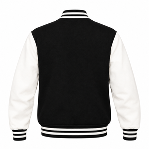 Chaqueta Universitaria Zeta Phi Beta para Mujer, Negra con Mangas Crema, Azul Rey, Letras Griegas Bordadas en Chenilla, Escudo 1920, Chaqueta Letterman - Product Image 4