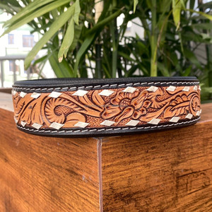 Manufacturer Hot Selling Hand Tooled Leather Padded <b>Dog</b> <b>Collar</b> High Quality Genuine Cow Leather Adjustable <b>Training</b> Pet <b>Collars</b> - Product Image 3