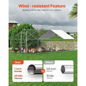 Grande Pollaio in Metallo con Tetto a Spiovente 9.8x19.6x6.5 ft, con Recinto e Chiusura di Sicurezza, Copertura per Area Esterna delle Galline - Product Image 2