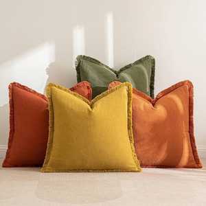 Luxury Double Sided 100% Linen Solid Natural Decoration <b>Throw</b> Pillow Sham Cushion Case Soft Pillow Cover From <b>Indian</b> Supplier - Product Image 3