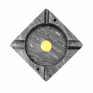 Jexmoo Custom Handmade Damascus Steel Square Desktop Ashtray <b>Prime</b> Design Home Décor Unique Pattern Smoking Accessory Gift - Product Image 3