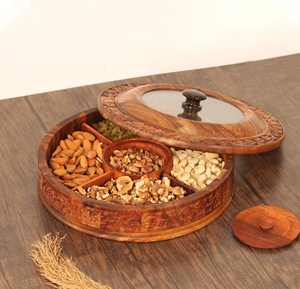 Caja de madera para dulces y frutos secos con el mejor diseño, cuadrada, con divisiones, para almacenamiento de alimentos en la cocina, caja de madera para frutos secos. - Product Image 5