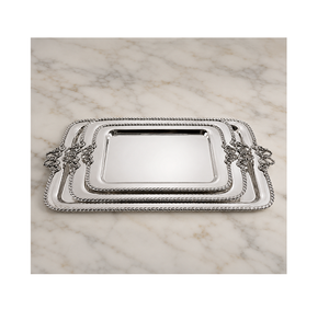 Plateau de service pour thé et café, taille et forme personnalisées, en acier inoxydable couleur argent, plateau de service pour desserts et dattes, provenant d'Inde - Product Image 6