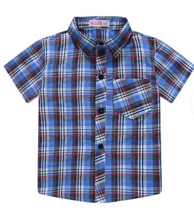 เสื้อเชิ้ตลายสก๊อตแขนสั้นลำลองสำหรับเด็กผู้ชายพร้อมกระเป๋า ปกคอปก ทรงปกติ ผ้าทอ - Product Image 4