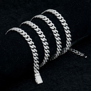 Unisex Rhodium Plated 18k <b>Solid</b> <b>Gold</b> Geometric Cuban Link Bracelet Natural Stone Wedding Jewelry Alloy - Product Image 3