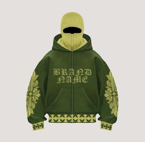 Custom Manufacture Cut & <b>Sew</b> Screen Printed SKI Mask Hoodie and Pant <b>Set</b> 100% Cotton Heavyweight 2 Piece Flared Tracksuit <b>Set</b> - Product Image 3