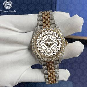 Montre de Luxe pour Homme Charm Jewels en Acier Inoxydable, Boîtier 40mm, Analogique Mécanique, Lunette Diamantée, Bracelet en Acier Inoxydable 20cm, Étanchéité 10 Bar - Product Image 1