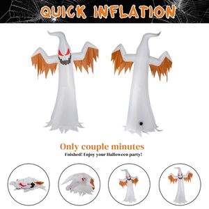 Decorazione Gonfiabile di Halloween da Esterno: Fantasma Gigante Spaventoso con Luci LED da 3,6m, Fiamme Lampeggianti e Occhi Rossi, Set da 4 Pezzi - Product Image 3