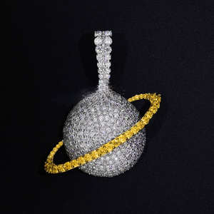 Pendentif personnalisé 3D avec nom, chaîne cubaine en moissanite VVS, bijoux hip-hop glacés, cadeau de luxe plaqué rhodium pour homme - Product Image 3