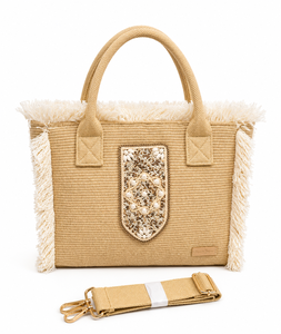 Custom Luxury Handwoven <b>Straw</b> Tote <b>Bag</b> Cowrie Shell Beaded Patch Raffia Beach <b>Bag</b> with Fringe Crossbody Strap Women Handbag - Product Image 3