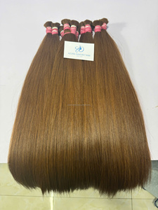 Extensiones de Cabello Humano Virgen Remy de Vietnam, Lisas y Sedosas, Finas en la Parte Superior y Gruesas en la Parte Inferior, Color Marrón, Doble Trama a Máquina, 100% Remy - Product Image 1