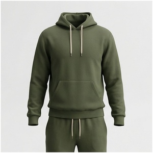 Conjunto Deportivo con Capucha para Hombre, Color Verde Oliva, Manga Larga, Color Sólido, Casual, Transpirable, Corte Regular, Ropa de Otoño - Product Image 1