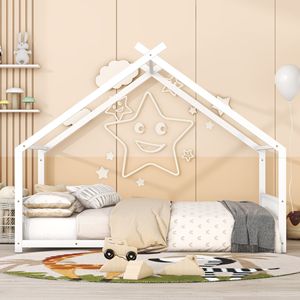 Letto a capanna in metallo bianco a grandezza naturale per bambini - Product Image 2