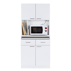 Modern <b>White</b> Living Room <b>Cabinet</b> Flat Panel Door 4 Drawers 0 Shelves Lockable Wood <b>Storage</b> Minimalist Design Home Furniture - Product Image 2