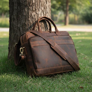 Sacs pour ordinateur portable en cuir avec fermeture éclair, design multi-poches, sacs pour ordinateur portable en cuir sur mesure, vente directe d'usine de sacs pour ordinateur portable en cuir - Product Image 1