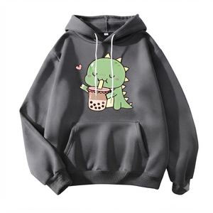 Tela de Forro Polar Estampada de Alta Calidad para Mujer, Sudadera con Capucha, Informal, Corta, con Patrón Sólido, de Poliéster/Algodón, Transpirable, de Secado Rápido - Product Image 4