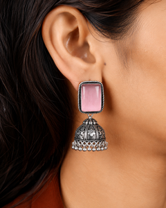 Oxidized <b>Silver</b> Jhumka <b>Earrings</b> for Women | Handmade Indian Ethnic <b>Dangle</b> <b>Earrings</b> | Wholesale Fashion Jewelry - Product Image 6