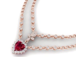 Prix de gros usine REYES Collier pendentif en argent sterling 925 avec moissanite et pierre précieuse rubis taille cœur 3,5 carats, Bijoux fins - Product Image 2