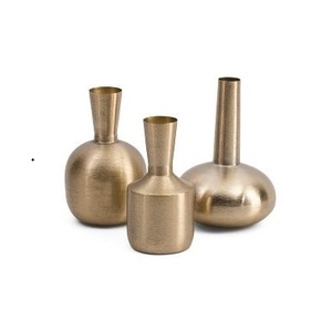 Designer Gold Metal Flower Vase Collection Set Assorted Shapes Decorative Vases Modern Tabletop Centerpiece Contemporary Home - Product Image 3