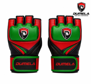 Dumela MMA Gloves Red Green Black Leather Breathable Durable Training Gear for Combat Sports All Seasons - Product Image 1