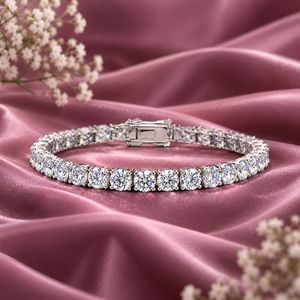 Pulsera de tenis con diamantes cultivados en laboratorio, corte brillante redondo, engaste de cuatro puntas, eslabón de eternidad |   Pulsera de Diamantes de Oro Sólido de 9K, 14K y 18K, Joyería Fina - Product Image 2