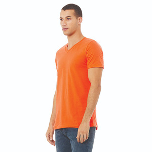 T-shirt décontracté d'été pour homme, col rond, manches courtes, uni, respirant, en polyester/coton non tissé, couleur orange - Product Image 1