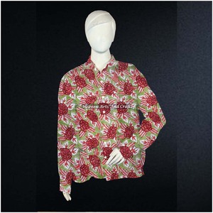 Camisa túnica de algodón estampada a mano de forma ética para mujer, camisa ligera tejida, estilo bohemio chic, artesanía india. - Product Image 5